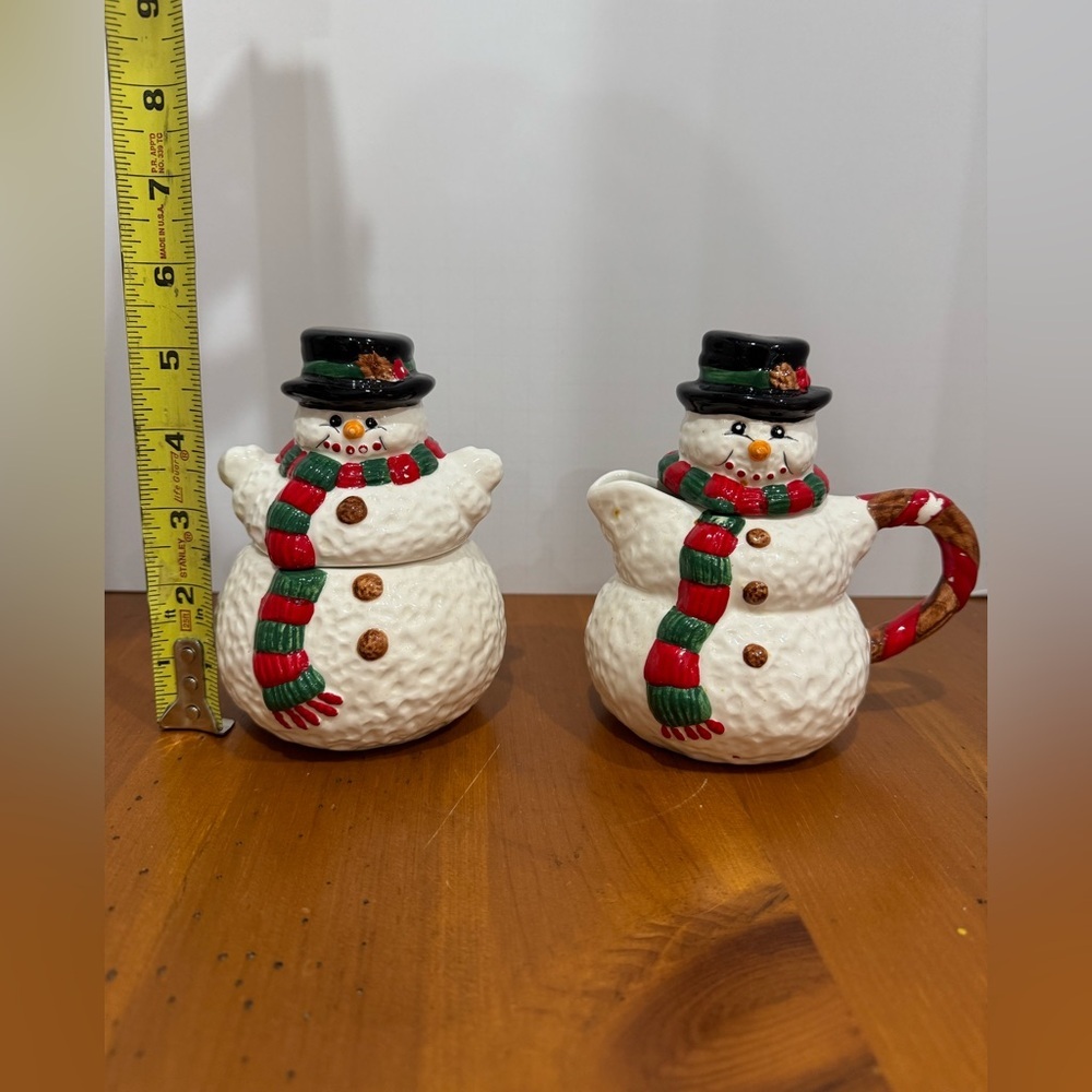 The Cellar Macys vintage dish and cream and sugar dishes snowman 1996 - Picture 8 of 14